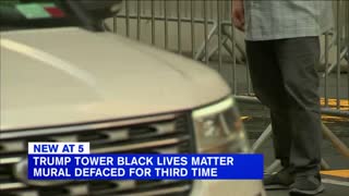 Black Lives Matter mural outside Trump Tower vandalized for third time