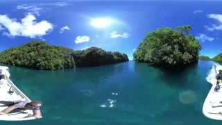 Virtual Reality Palau boat Travel through Rock Islands Experience