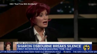 Sharon Osbourne talks with Bill Maher after her exit from 