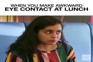 When You Make Awkward Eye Contact At Lunch