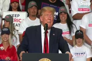 President Trump gets distracted by a fly during rally speech in New Me