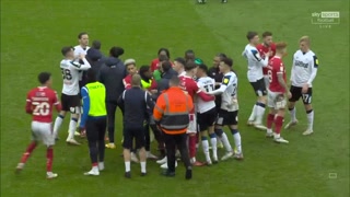 Nottingham Forest vs Derby ends in on-pitch CLASH!