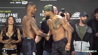 Michel Pereira backflips off the UFC 270 scales. again