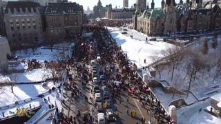 Canada- Massive crowd at Parliament viewed by drone at freedom convoy 