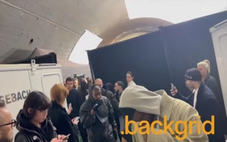 Kanye West and Bianca Censori backstage at Milan Fashion Week