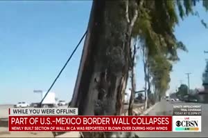 Part of U.S. border wall falls over into Mexico