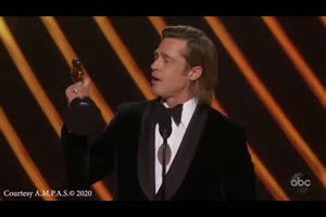 Brad Pitt Gives Emotional Speech After Oscar Win For Best Supporting A
