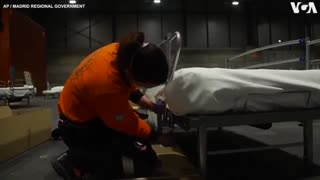 Field Hospital Set Up at Exhibition Center in Madrid, Spain